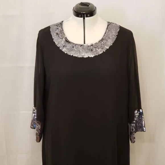 Ulla Popken Formal Black Sequin Dress, Size 16/18 - Picture 4 of 12